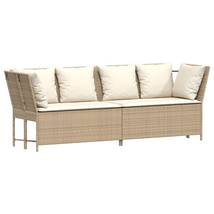 4-delige Loungeset met kussens poly rattan beige