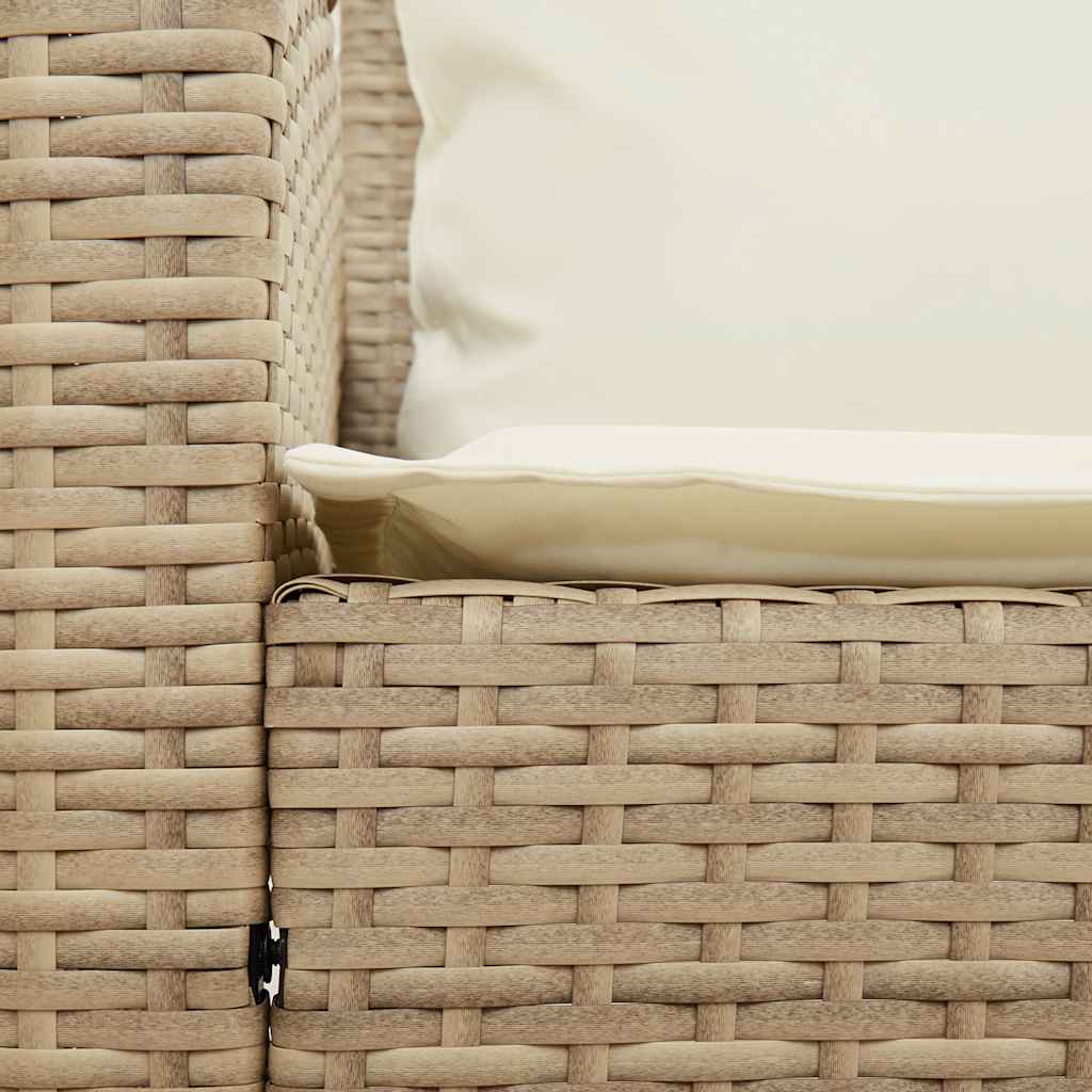 4-delige Loungeset met kussens poly rattan beige