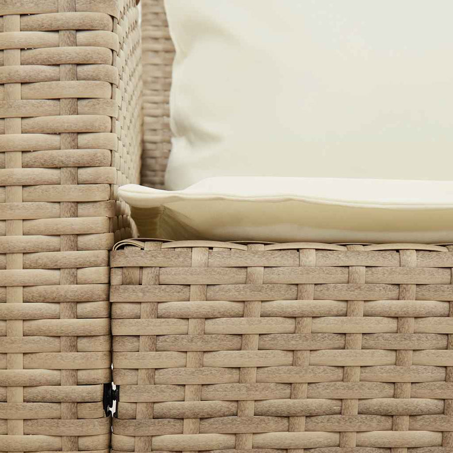 4-delige Loungeset met kussens poly rattan beige