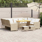 4-piece Lounge Set with Cushions Poly Rattan Beige