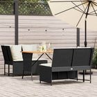 3-piece Lounge Set with cushions poly rattan black
