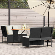 Loungeset 3-delig poly rattan zwart