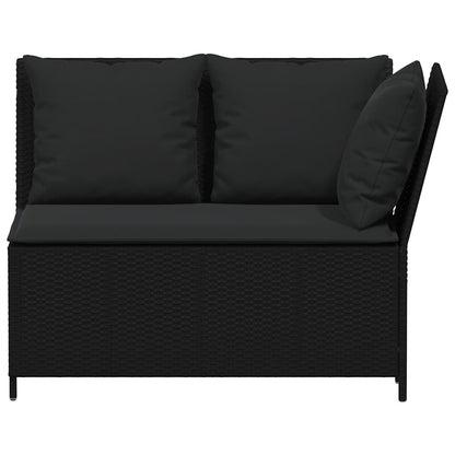 3-delige Loungeset met kussens poly rattan zwart