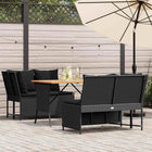 3-piece Lounge Set with cushions poly rattan black