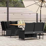 Loungeset 3-delig poly rattan zwart acaciahout