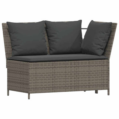 3-delige Loungeset met kussens poly rattan grijs