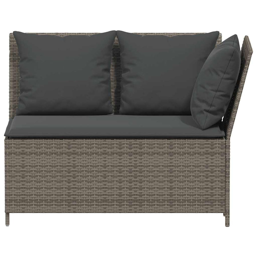 3-delige Loungeset met kussens poly rattan grijs