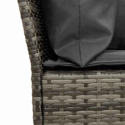 3-delige Loungeset met kussens poly rattan grijs