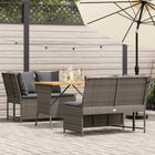 3-Piece Lounge Set with Cushions Poly Rattan Grey