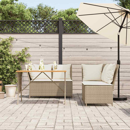 3-delige Loungeset met kussens poly rattan beige