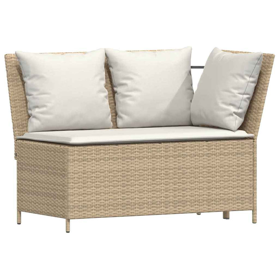 3-delige Loungeset met kussens poly rattan beige