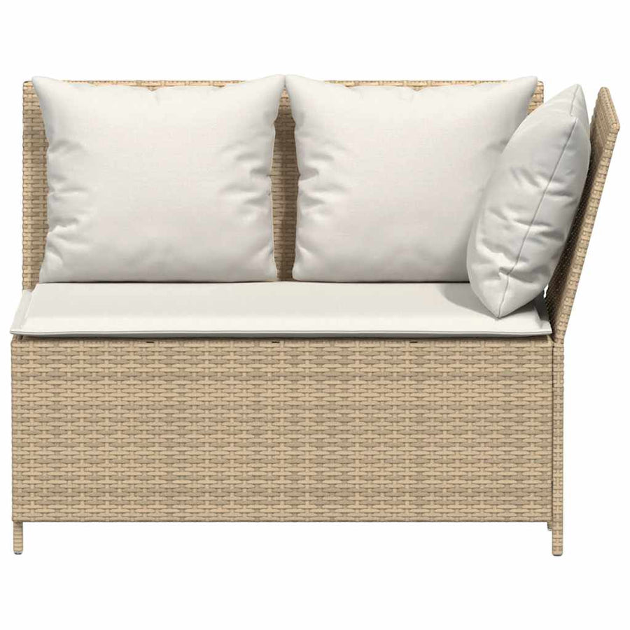 3-delige Loungeset met kussens poly rattan beige