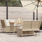 3-piece Lounge Set with cushions poly rattan beige