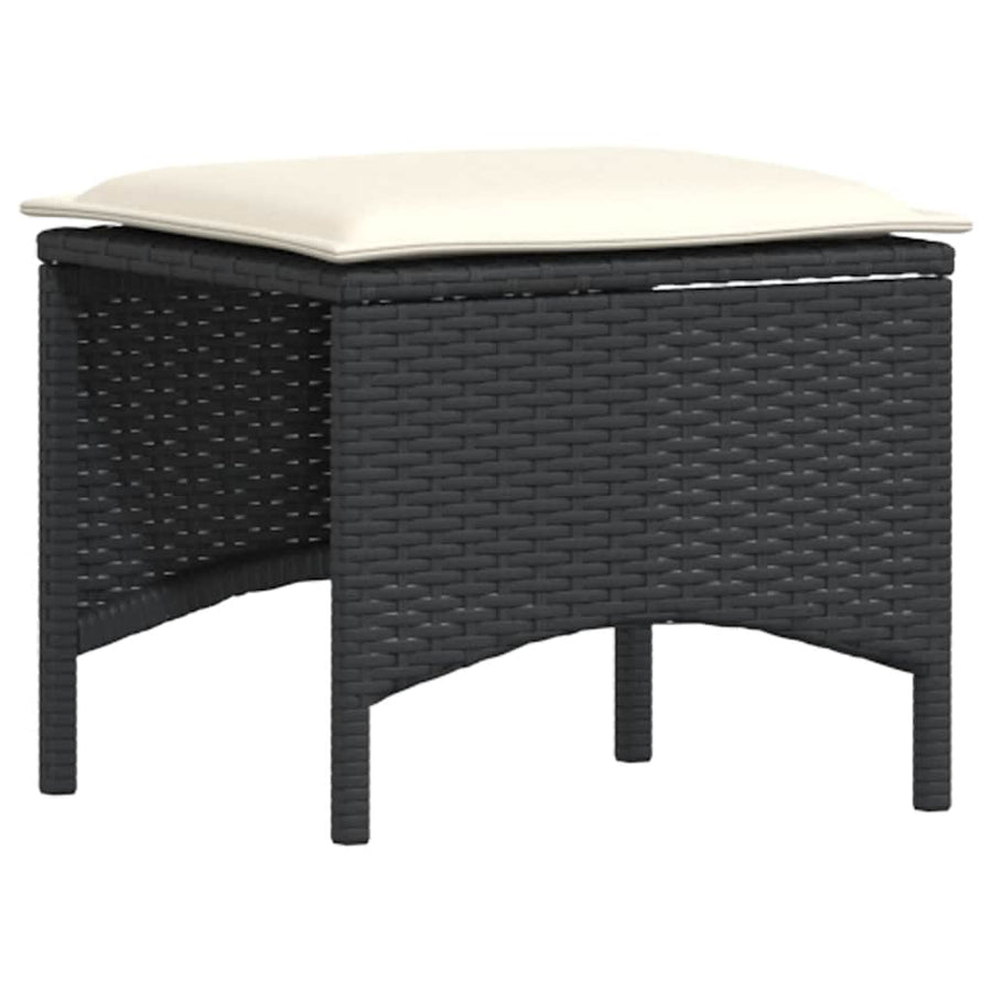 5-delige Loungeset met kussens poly rattan zwart