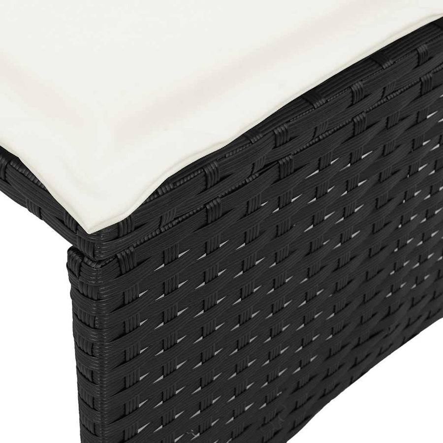 5-delige Loungeset met kussens poly rattan zwart