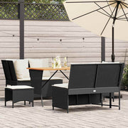 Loungeset 5-delig poly rattan zwart met kussens