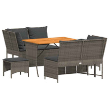 5-delige Loungeset met kussens poly rattan grijs