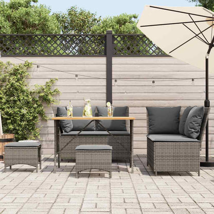 5-delige Loungeset met kussens poly rattan grijs