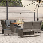 5-piece Loungeset with cushions poly rattan grey