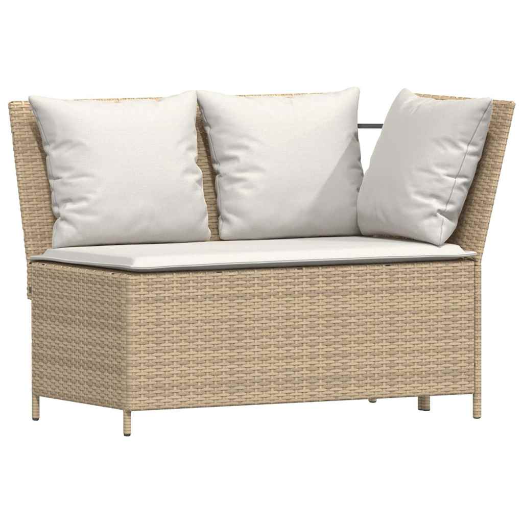 5-delige Loungeset met kussens poly rattan beige