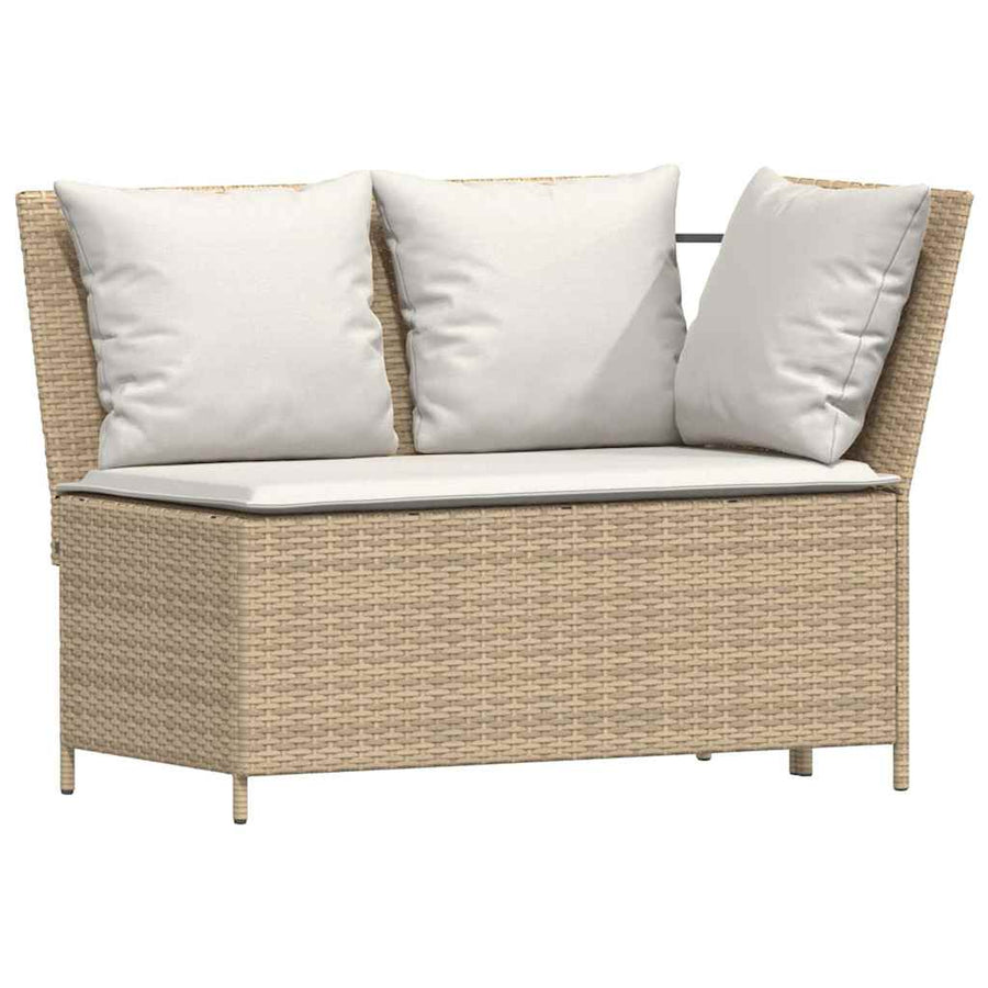 5-delige Loungeset met kussens poly rattan beige