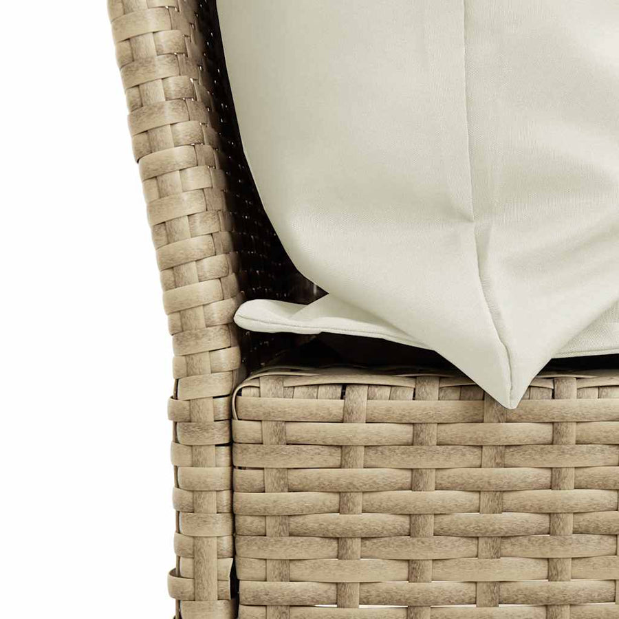 5-delige Loungeset met kussens poly rattan beige