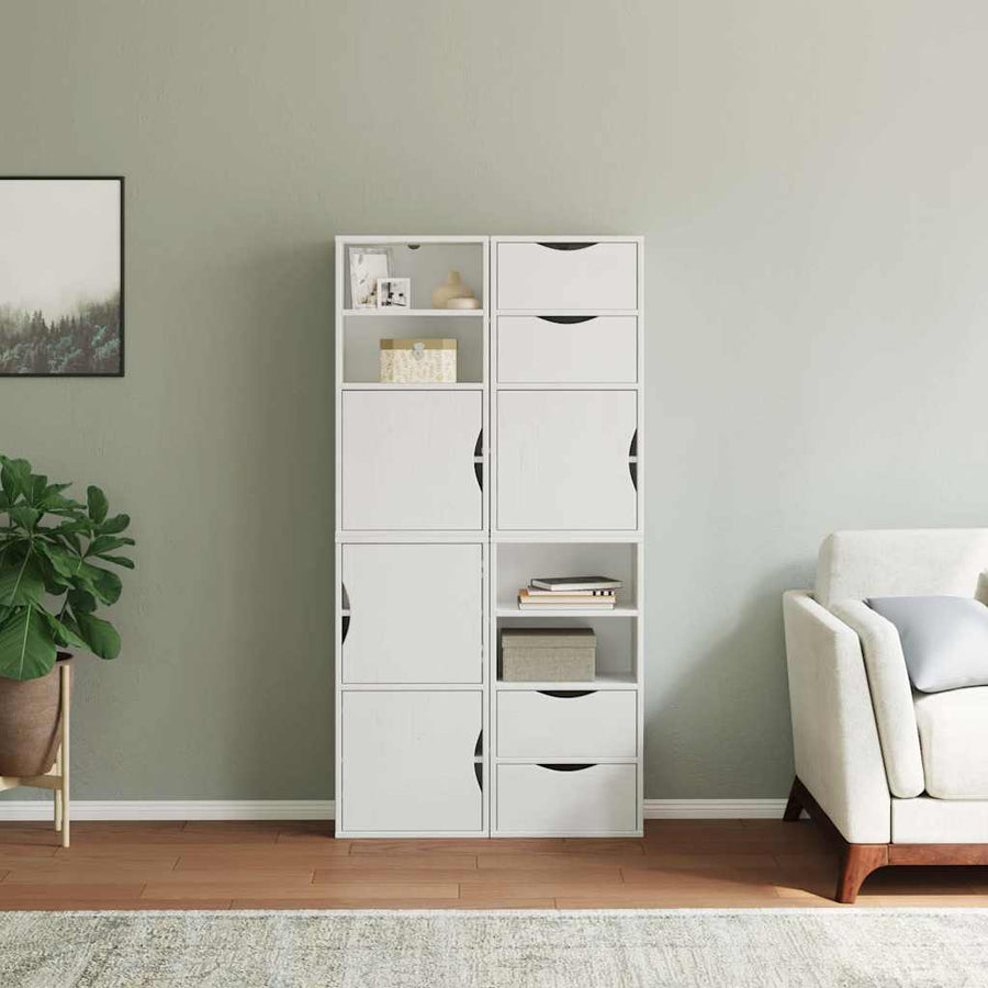 Bijzetkasten 4 st "ODDA" 40x24x79 cm massief grenenhout wit