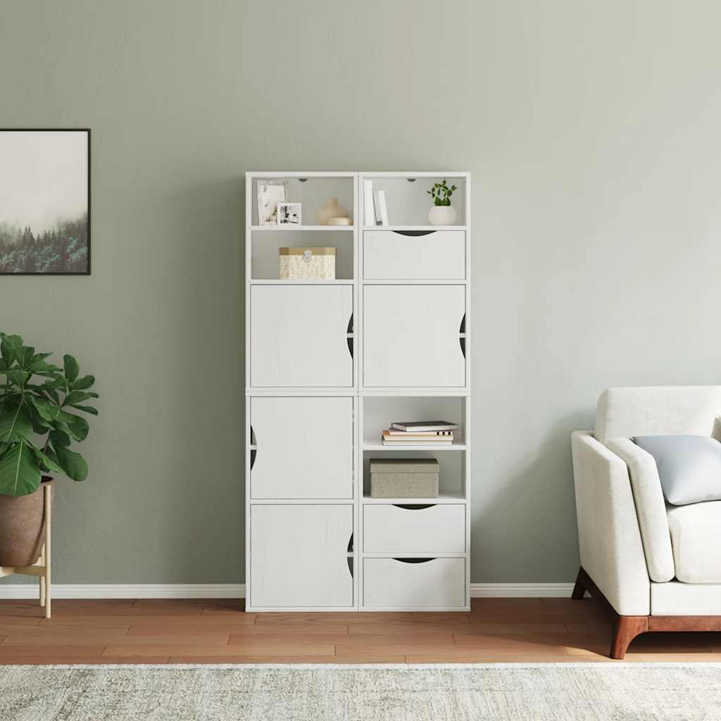 Bijzetkasten 4 st "ODDA" 40x24x79 cm massief grenenhout wit