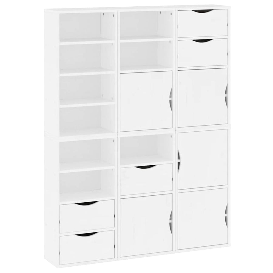 Bijzetkasten 6 st ODDA 40x24x79 cm massief grenenhout wit wit