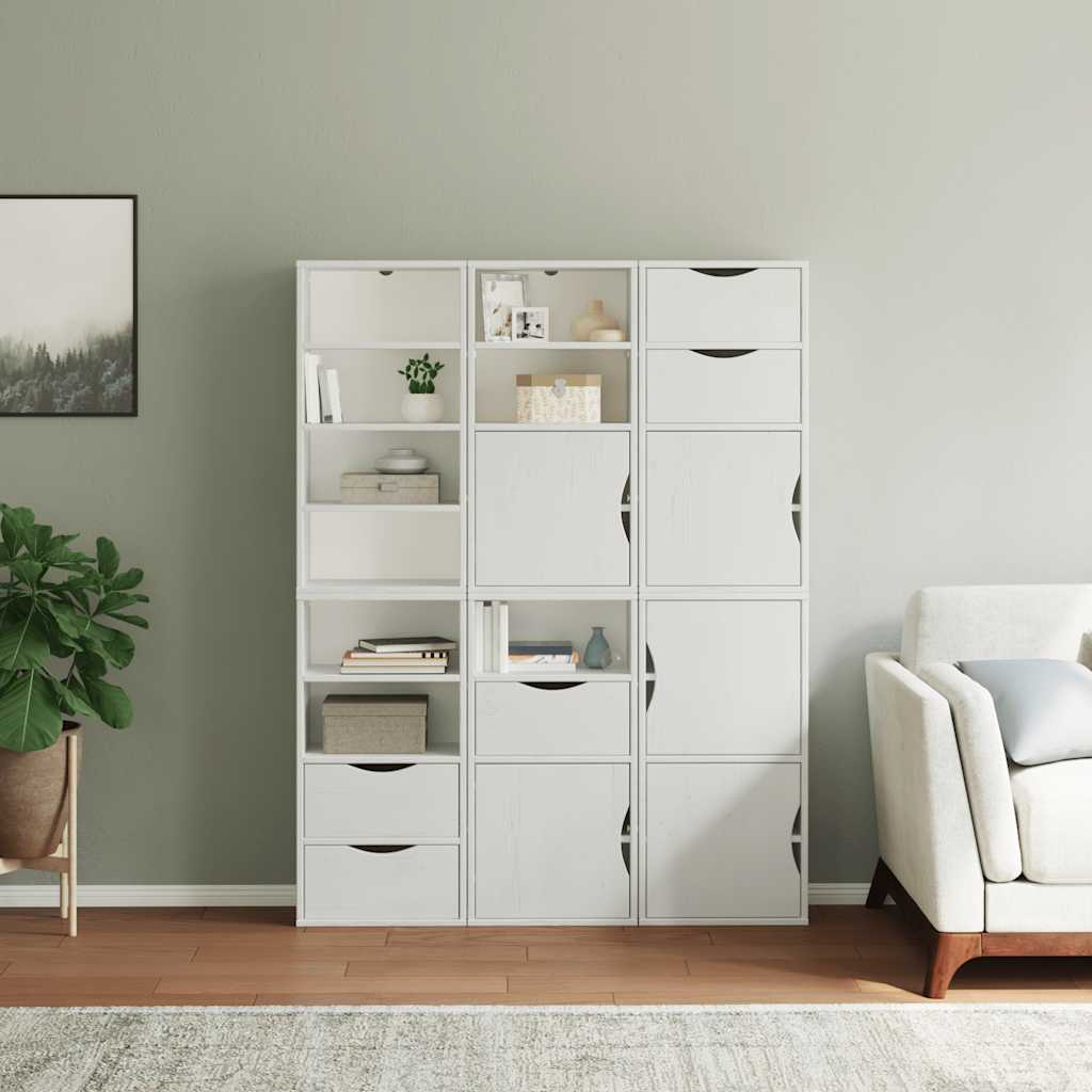 Bijzetkasten 6 st ODDA 40x24x79 cm massief grenenhout wit wit