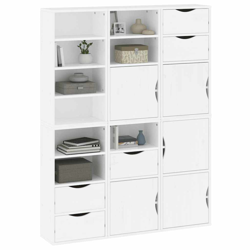 Bijzetkasten 6 st ODDA 40x24x79 cm massief grenenhout wit wit