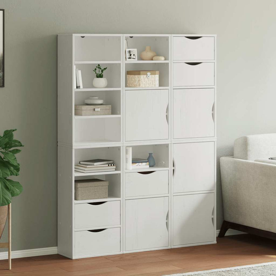 Bijzetkasten 6 st ODDA 40x24x79 cm massief grenenhout wit wit
