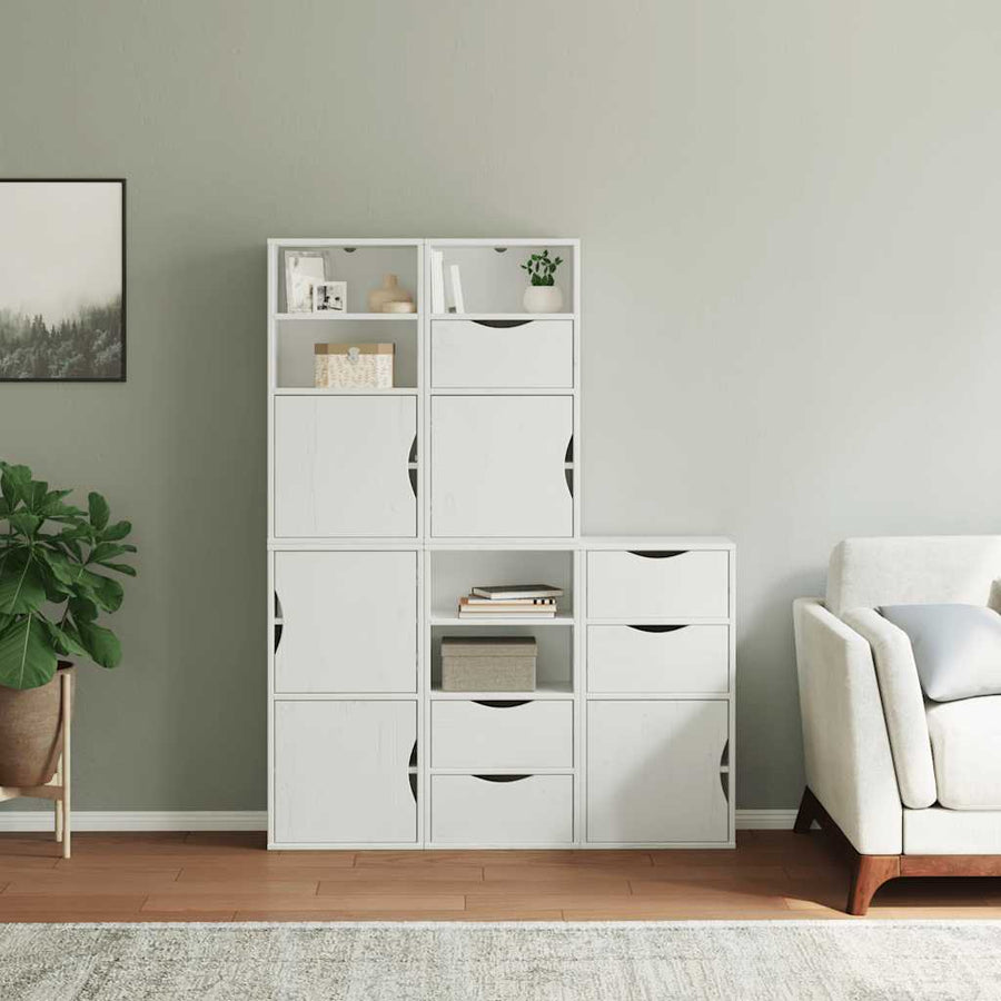 Bijzetkasten 5 st ODDA 40x24x79 cm massief grenenhout wit