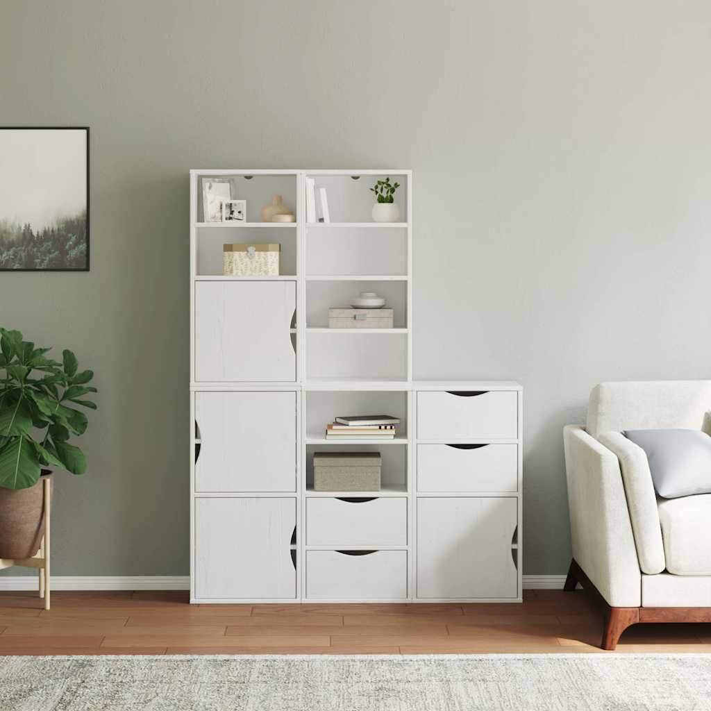 Bijzetkasten 5 st ODDA 40x24x79 cm massief grenenhout wit