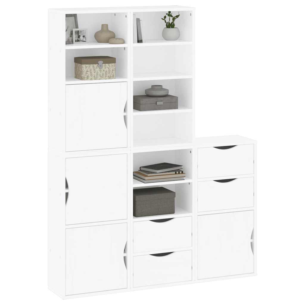 Bijzetkasten 5 st ODDA 40x24x79 cm massief grenenhout wit