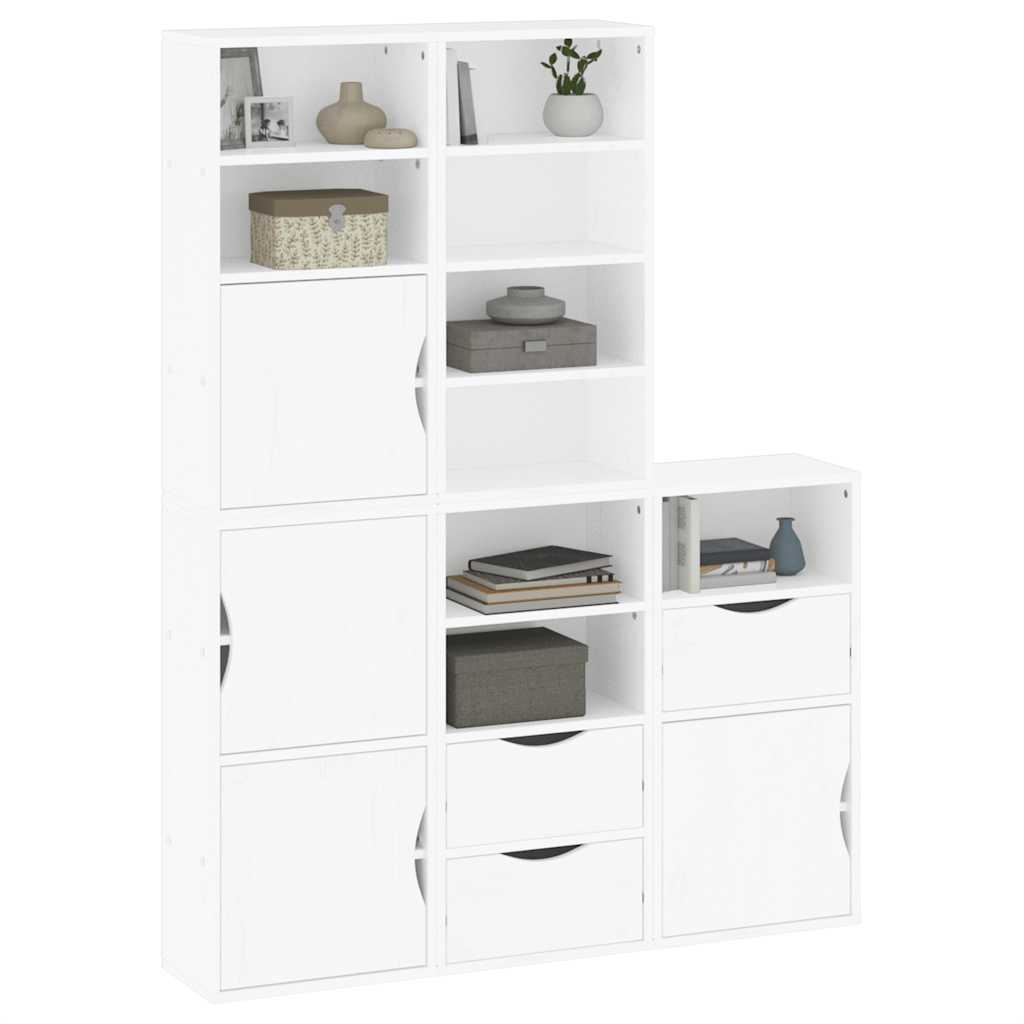 Bijzetkasten 5 st ODDA 40x24x79 cm massief grenenhout wit
