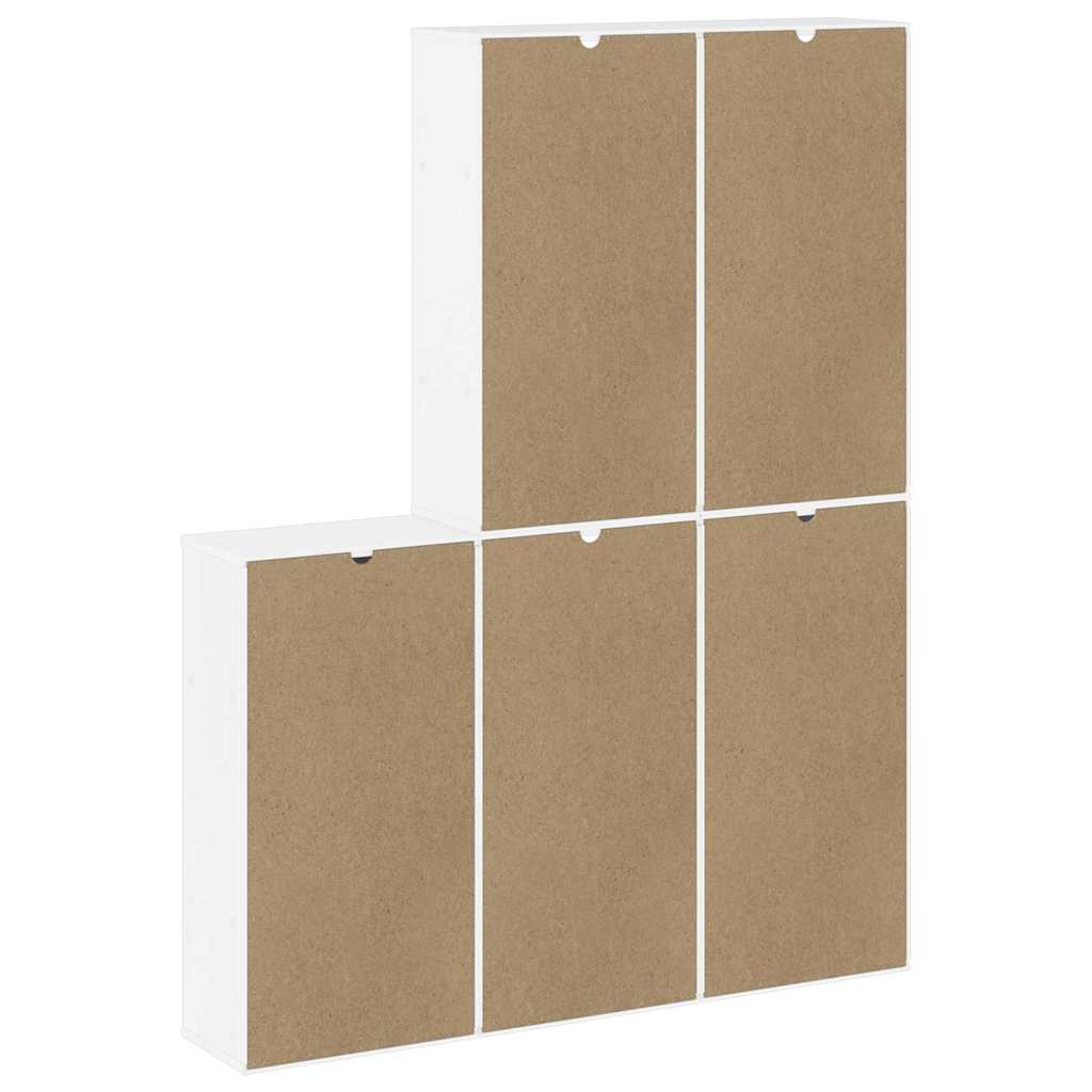 Bijzetkasten 5 st ODDA 40x24x79 cm massief grenenhout wit