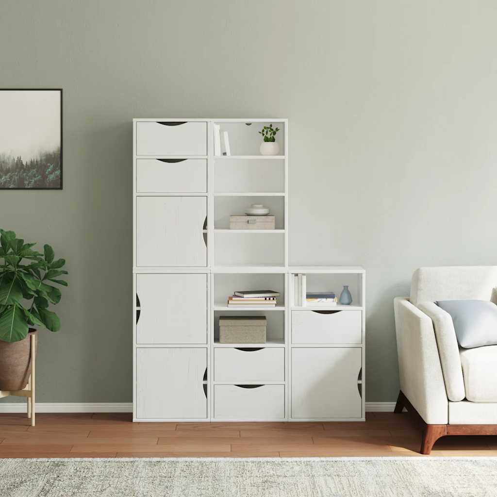 Bijzetkasten 5 st ODDA 40x24x79 cm massief grenenhout wit