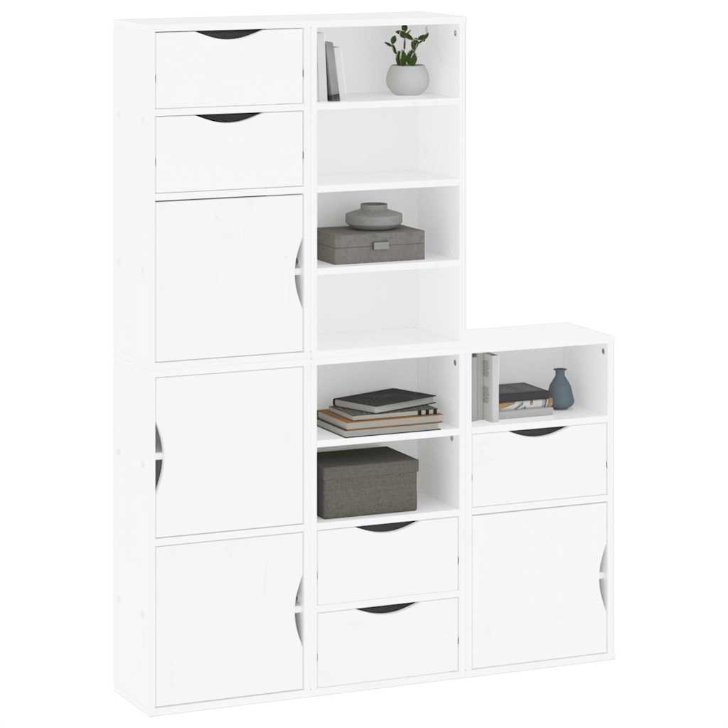 Bijzetkasten 5 st ODDA 40x24x79 cm massief grenenhout wit