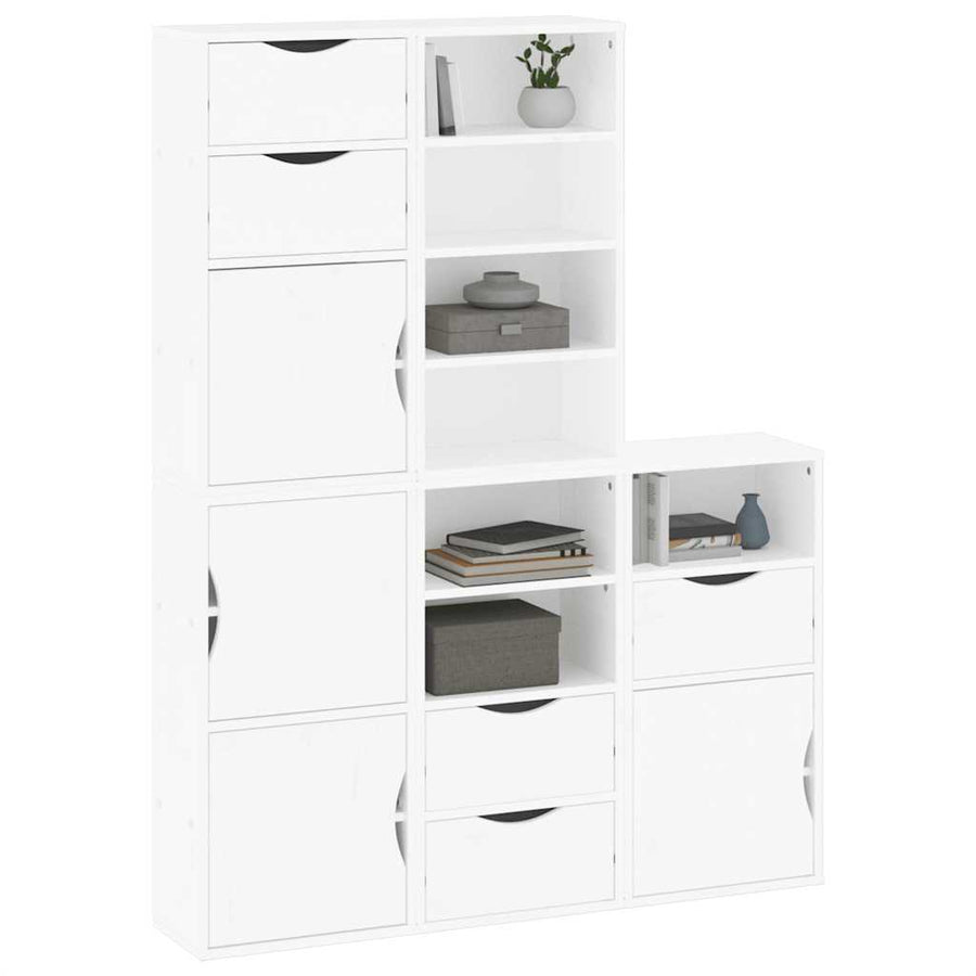 Bijzetkasten 5 st ODDA 40x24x79 cm massief grenenhout wit
