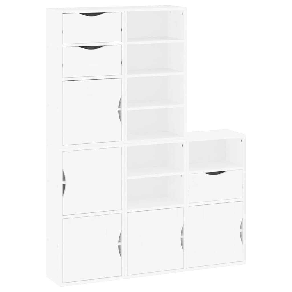 Bijzetkasten 5 st ODDA 40x24x79 cm massief grenenhout wit