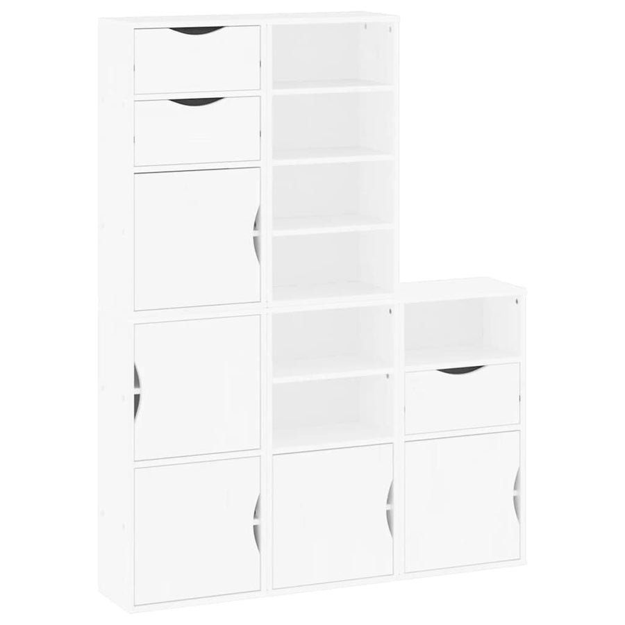 Bijzetkasten 5 st ODDA 40x24x79 cm massief grenenhout wit