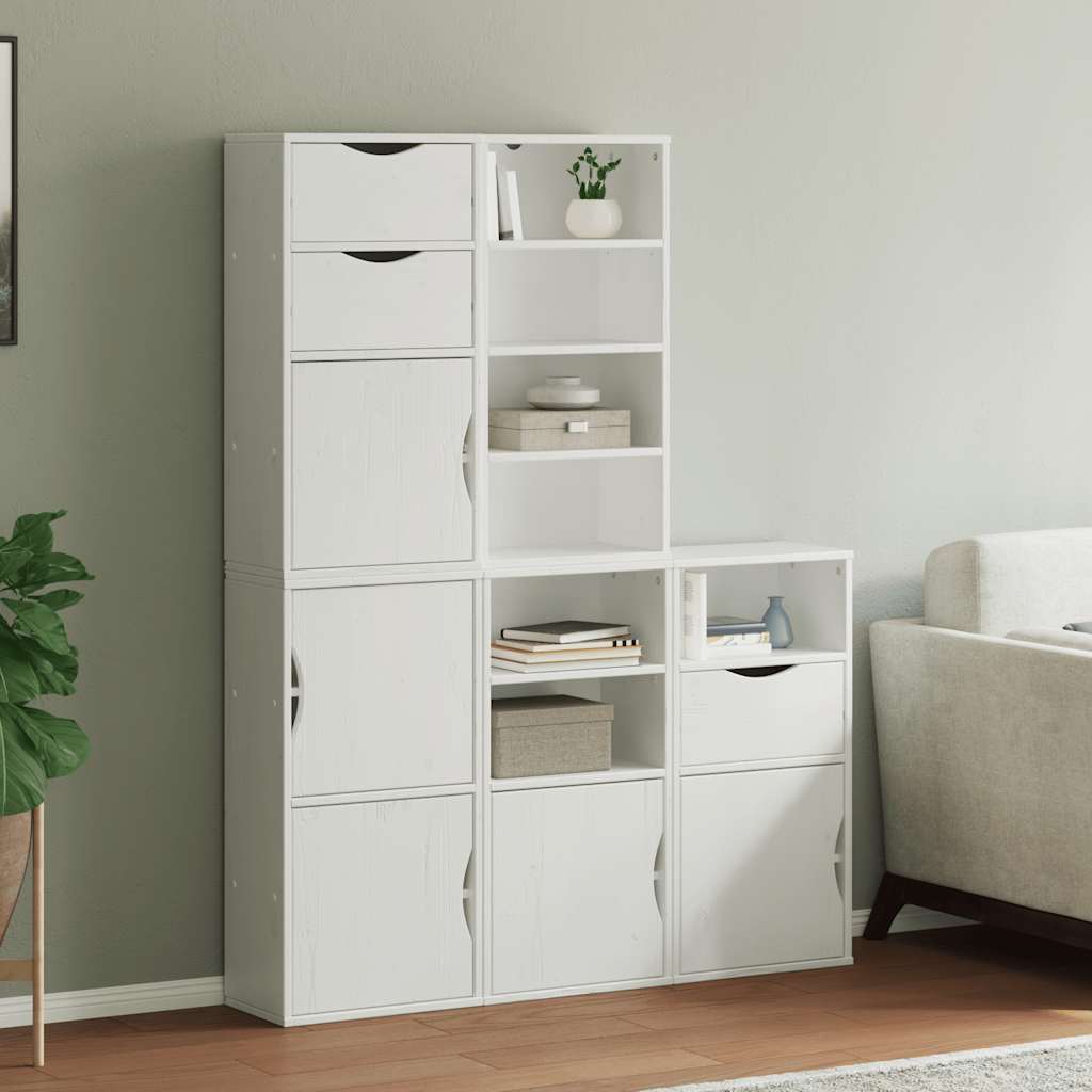 Bijzetkasten 5 st ODDA 40x24x79 cm massief grenenhout wit