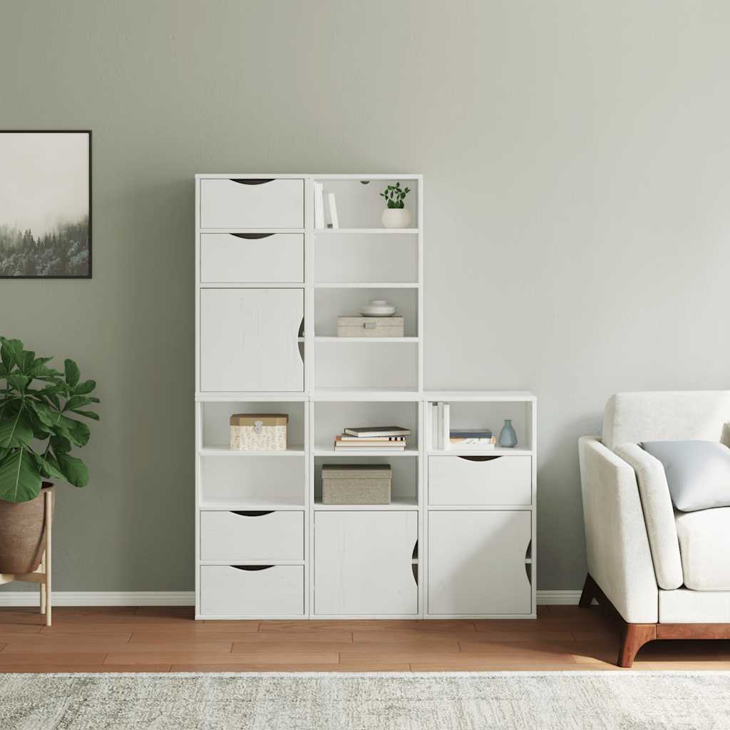 Bijzetkasten 5 st ODDA 40x24x79 cm massief grenenhout wit