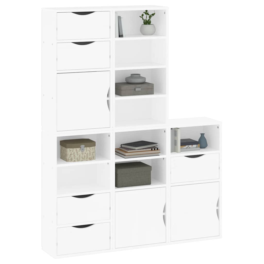 Bijzetkasten 5 st ODDA 40x24x79 cm massief grenenhout wit