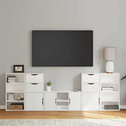 Tv-meubel 5-delig massief grenenhout wit