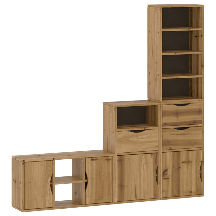 4-delig tv-meubel met opbergruimte "ODDA" massief grenenhout