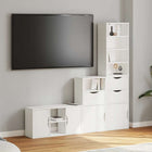 Tv-meubel 4-delig massief grenenhout wit