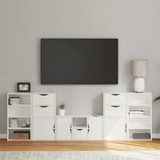 Tv-meubel 5-delig modulair massief grenenhout wit