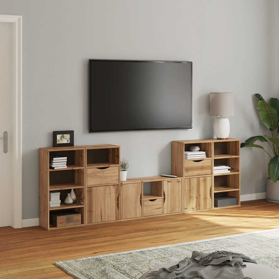 5-delige tv-meubels met opbergruimte ODDA massief grenenhout